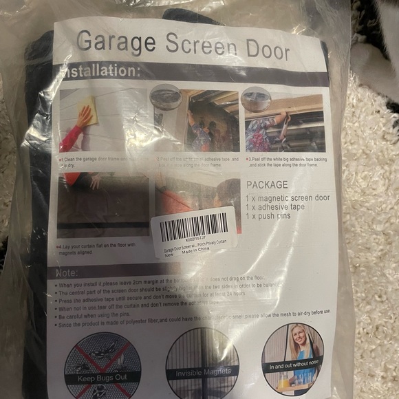 Garage screen door with privacy curtain - never used! - Picture 1 of 1
